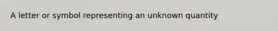 A letter or symbol representing an unknown quantity