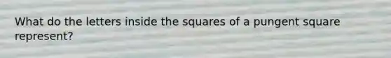 What do the letters inside the squares of a pungent square represent?