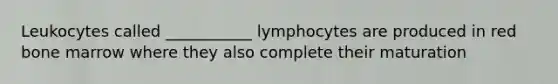 Leukocytes called ___________ lymphocytes are produced in red bone marrow where they also complete their maturation