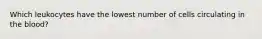 Which leukocytes have the lowest number of cells circulating in the blood?