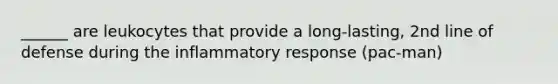 ______ are leukocytes that provide a long-lasting, 2nd line of defense during the inflammatory response (pac-man)