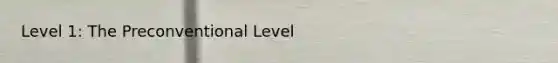 Level 1: The Preconventional Level