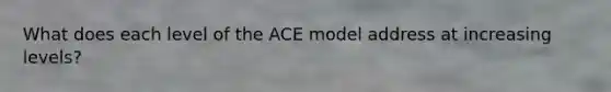 What does each level of the ACE model address at increasing levels?