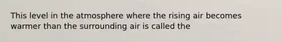 This level in the atmosphere where the rising air becomes warmer than the surrounding air is called the