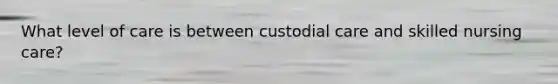 What level of care is between custodial care and skilled nursing care?