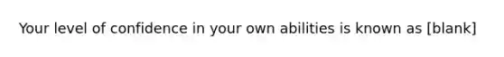 Your level of confidence in your own abilities is known as [blank]