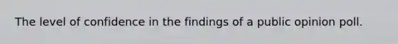 The level of confidence in the findings of a public opinion poll.