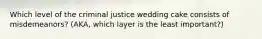 Which level of the criminal justice wedding cake consists of misdemeanors? (AKA, which layer is the least important?)