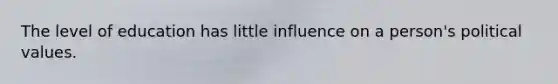 The level of education has little influence on a person's political values.