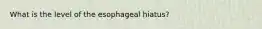 What is the level of the esophageal hiatus?