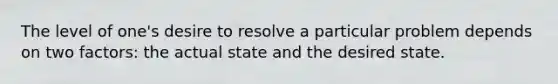 The level of one's desire to resolve a particular problem depends on two factors: the actual state and the desired state.