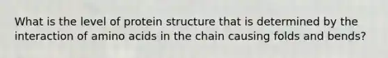 What is the level of protein structure that is determined by the interaction of amino acids in the chain causing folds and bends?