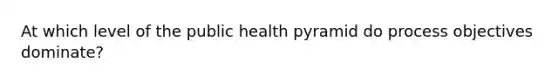 At which level of the public health pyramid do process objectives dominate?