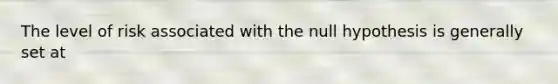 The level of risk associated with the null hypothesis is generally set at