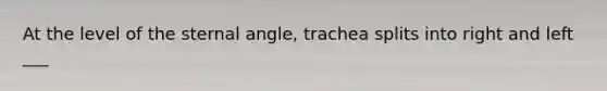 At the level of the sternal angle, trachea splits into right and left ___