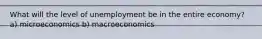 What will the level of unemployment be in the entire economy? a) microeconomics b) macroeconomics