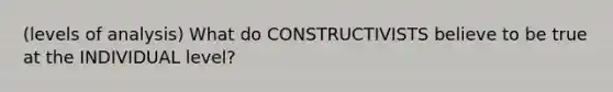 (levels of analysis) What do CONSTRUCTIVISTS believe to be true at the INDIVIDUAL level?