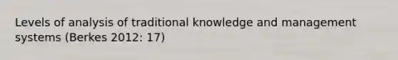 Levels of analysis of traditional knowledge and management systems (Berkes 2012: 17)