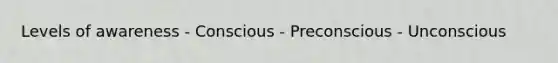 Levels of awareness - Conscious - Preconscious - Unconscious