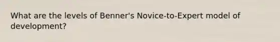 What are the levels of Benner's Novice-to-Expert model of development?