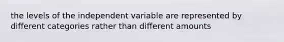 the levels of the independent variable are represented by different categories rather than different amounts