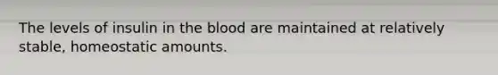 The levels of insulin in the blood are maintained at relatively stable, homeostatic amounts.