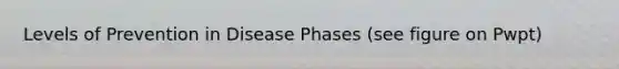 Levels of Prevention in Disease Phases (see figure on Pwpt)