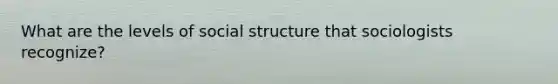 What are the levels of social structure that sociologists recognize?