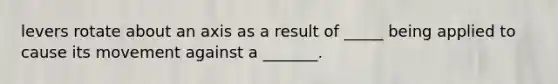 levers rotate about an axis as a result of _____ being applied to cause its movement against a _______.