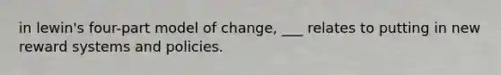 in lewin's four-part model of change, ___ relates to putting in new reward systems and policies.