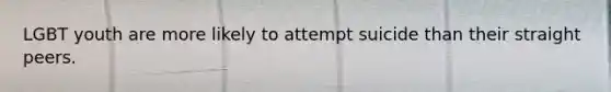 LGBT youth are more likely to attempt suicide than their straight peers.