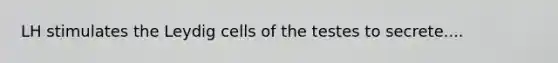 LH stimulates the Leydig cells of the testes to secrete....