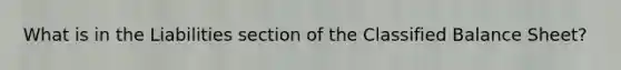 What is in the Liabilities section of the Classified Balance Sheet?