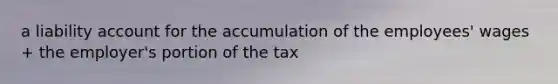 a liability account for the accumulation of the employees' wages + the employer's portion of the tax