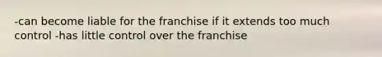 -can become liable for the franchise if it extends too much control -has little control over the franchise