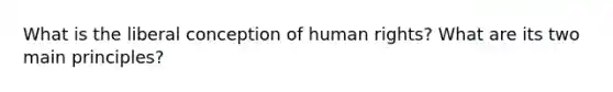 What is the liberal conception of human rights? What are its two main principles?