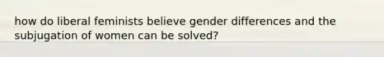 how do liberal feminists believe gender differences and the subjugation of women can be solved?