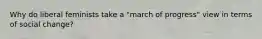 Why do liberal feminists take a "march of progress" view in terms of social change?