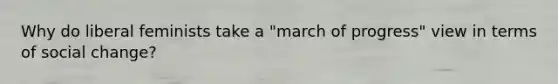 Why do liberal feminists take a "march of progress" view in terms of social change?