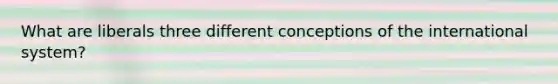 What are liberals three different conceptions of the international system?
