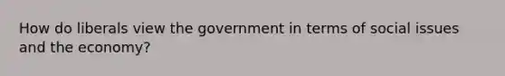 How do liberals view the government in terms of social issues and the economy?