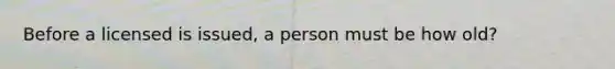 Before a licensed is issued, a person must be how old?