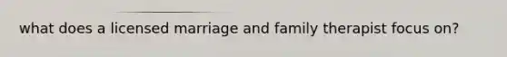 what does a licensed marriage and family therapist focus on?