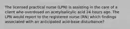 The licensed practical nurse (LPN) is assisting in the care of a client who overdosed on acetylsalicylic acid 24 hours ago. The LPN would report to the registered nurse (RN) which findings associated with an anticipated acid-base disturbance?