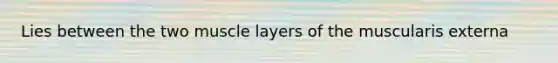 Lies between the two muscle layers of the muscularis externa