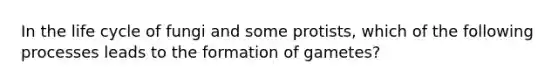 In the life cycle of fungi and some protists, which of the following processes leads to the formation of gametes?