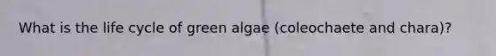 What is the life cycle of green algae (coleochaete and chara)?