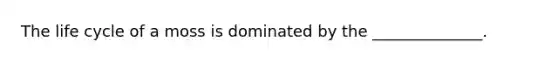 The life cycle of a moss is dominated by the ______________.