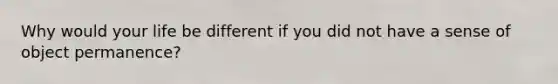 Why would your life be different if you did not have a sense of object permanence?