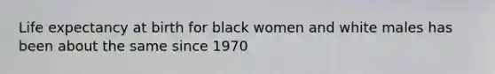 Life expectancy at birth for black women and white males has been about the same since 1970